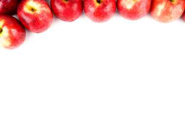 Red apples pink lady (Malus domestica Cripps Pink) isolated on white background. Organic fruits for a healthy diet and lifestyle