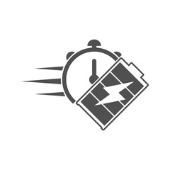 Fast charging rechargeable battery icon. Flat style. Isolated on white background. 