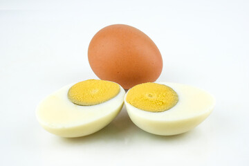 hard boiled chicken egg isolated on white background.Nutrition concept