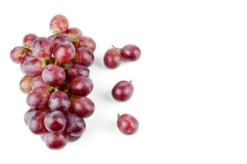 bunch of ripe and juicy red grapes isolated on white background