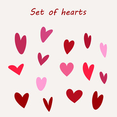 Vector set of hearts. Valentine's Day. Set of geometric objects for romantic background.
Festive banner, web poster, flyer, stylish brochure, postcard, cover.