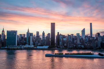 View at Manhattan from Long Island City during sunset in the Summertime, New York City, United...