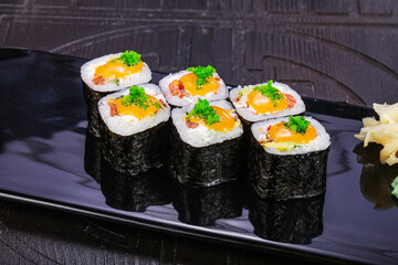 Japanese roll maki with salmon