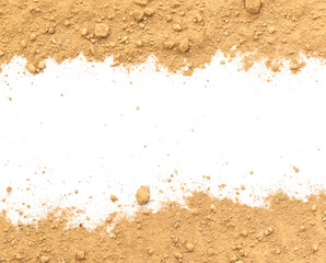 Dirty earth on white background. Natural soil texture