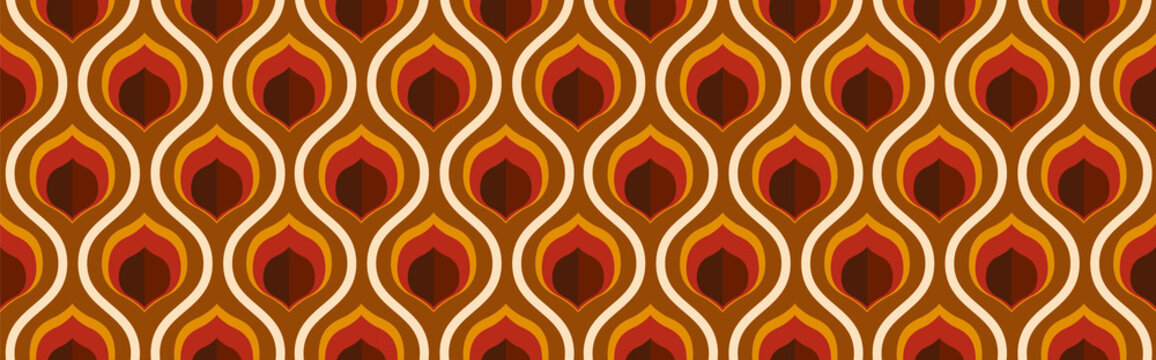 Fototapeta 70's retro seamless wallpaper pattern material / vector illustration