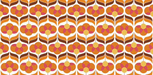 70's retro seamless wallpaper pattern material / vector illustration