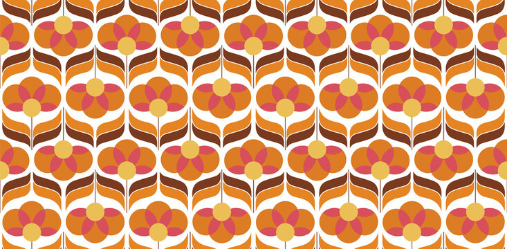 Fototapeta 70's retro seamless wallpaper pattern material / vector illustration