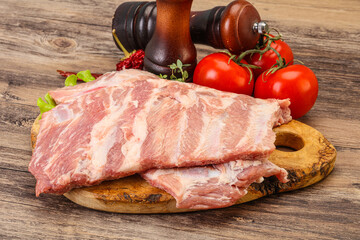 Raw pork ribs for cooking