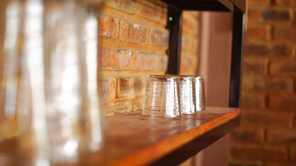 coffee glass at rack glass cafe