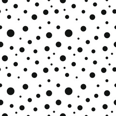 Vector seamless template with black dots and circles on a white background.
