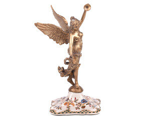 Engel Figur aus Messing auf Porzellan