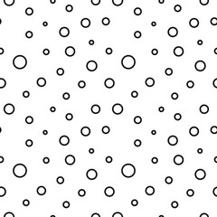 Vector seamless template with black dots and circles on a white background.