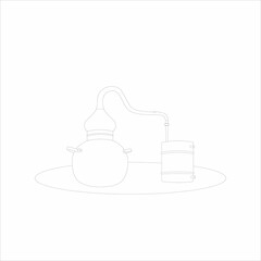Alembic Copper. A distillation apparatus used for the production of alcohol, essential oils and moonshine. sketch