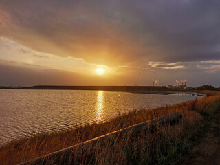 sunset over the river