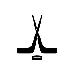 Crossed hockey sticks and puck icon
