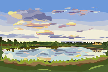 Obraz na płótnie Canvas vector landscapes with seasons for calendar vector landscapes from Belarus with different seasons in flat style for calendar and other design. Scalable without loss of quality. Different seasons.