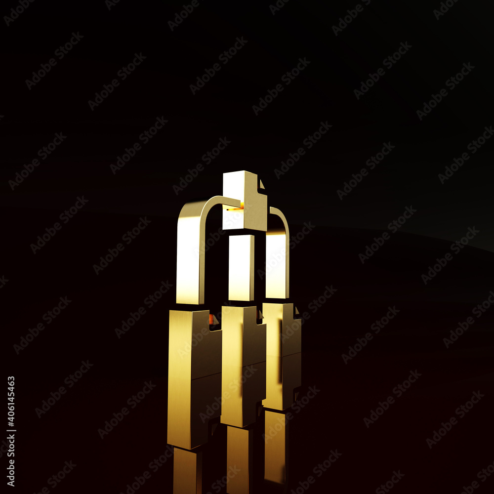 Poster gold folder tree icon isolated on brown background. computer network file folder organization struct