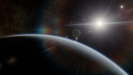 Planets and galaxy, science fiction wallpaper. Beauty of deep space. Billions of galaxy in the universe Cosmic art background
