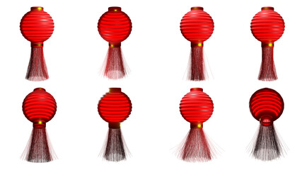 Red lantern or Deng Long eight characteristics white background abstract 3D render