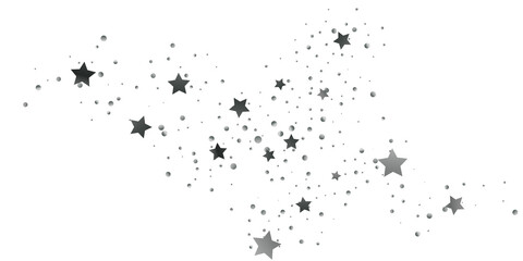 Silver star of confetti. Falling stars on a white background.
