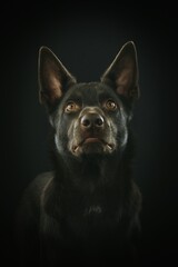 dog kelpie in black background studio