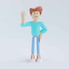 3D illustration character happy man isolated on white background