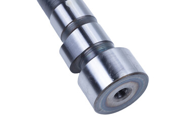 Truck camshaft on white. Industrial concept. close-up, engineering, service concept