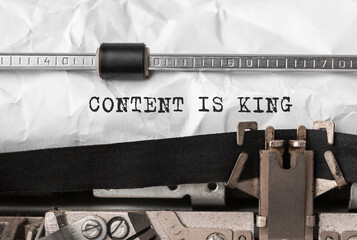 Text Content is King typed on retro typewriter