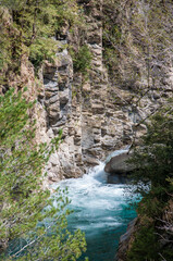 Fototapeta na wymiar Parque natural de Ordesa y Monte Perdido. Cañón de Añisclo. Paisaje alpino del pirineo y ríos de agua cristalina