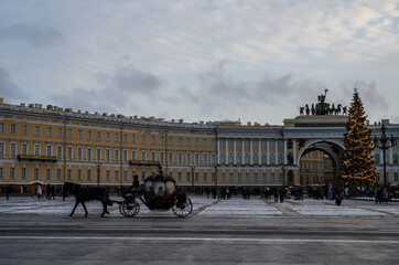 Palace Square St. Petersburg. New Year Christmas tree