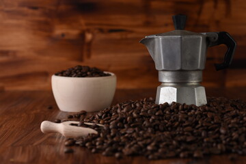 coffee beans and grinder
