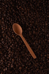 coffee beans and wooden spoon