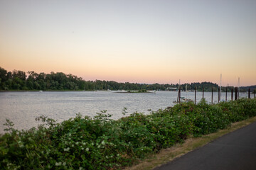 sunset over the river