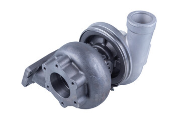 new modern turbocharger of the Russian truck, isolated on a white background. turbocharger to...
