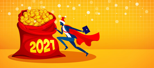 New 2021 finance and growth prospects. 3D illustration