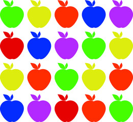 multicolored apples - patterns. vector graphics
