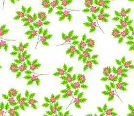 Vector seamless pattern with small blue, pink and yellow   flowers. Light floral background