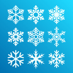 Beautiful snow flakes icons set