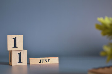 June 11, Cover in the evening time, Date Design with number cube for a background.