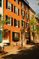 Fototapeta na wymiar Historic homes in Boston's Beacon Hill neighborhood