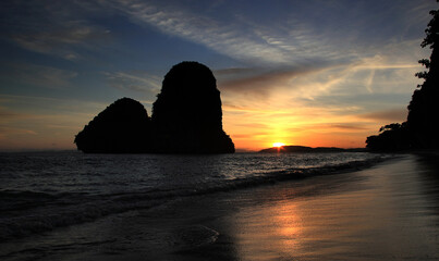 Breathtaking scenery at the Phra Nang Beach in Krabi Province, Thailand
