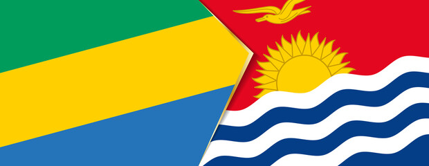 Gabon and Kiribati flags, two vector flags.