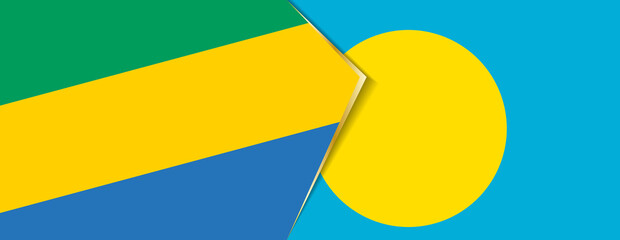Gabon and Palau flags, two vector flags.