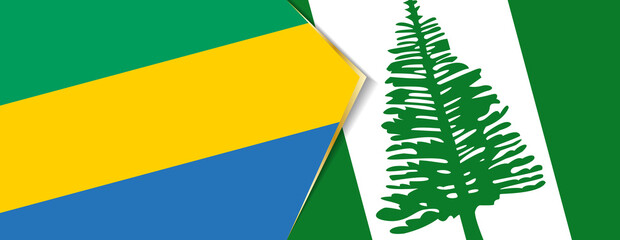 Fototapeta na wymiar Gabon and Norfolk Island flags, two vector flags.