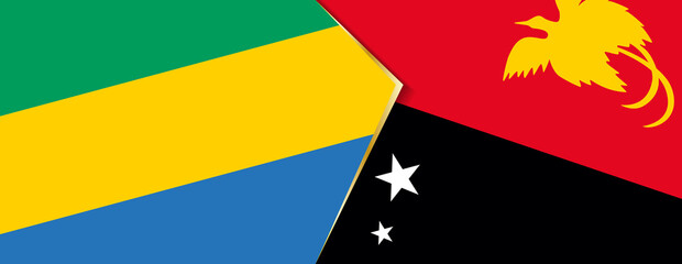 Gabon and Papua New Guinea flags, two vector flags.