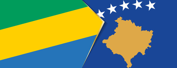 Gabon and Kosovo flags, two vector flags.