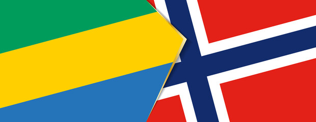 Gabon and Norway flags, two vector flags.