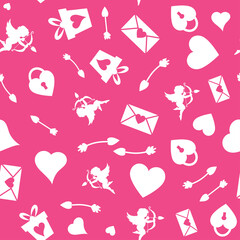 Abstract seamless love pattern. Valentines day wrapping paper. Romantic wallpaper for girls, textile, clothes, wrapping paper. Vector illustration..