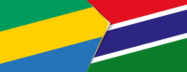 Gabon and Gambia flags, two vector flags.