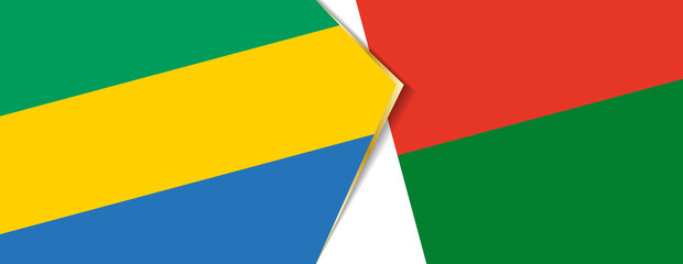 Gabon and Madagascar flags, two vector flags.